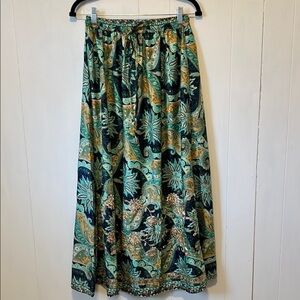 Paisley Print Maxi Skirt Gold Detail Womens Small